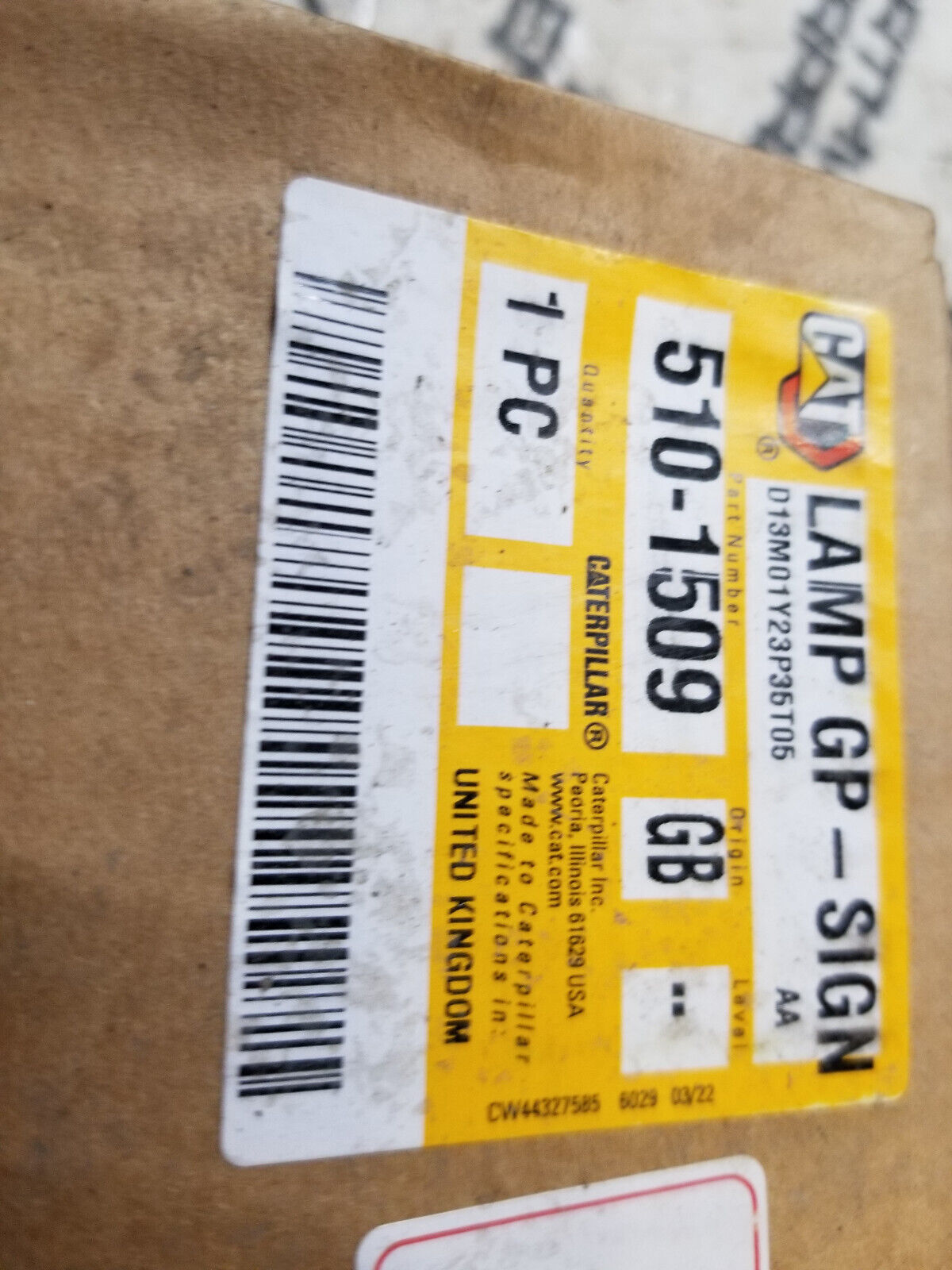 CATERPILLAR 5101509 LAMP 510-1509 LAMP GROUP SIGNAL