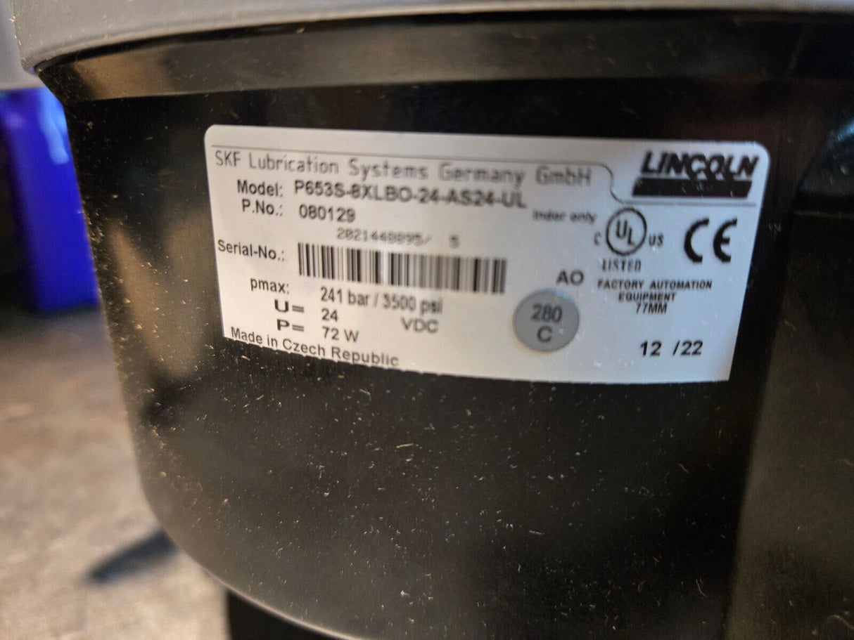 396-0946 CAT GREASE PUMP LINCOLN P653S-8XLBO-24-AS24-UL 241 BAR/3500 PSI 24VDC