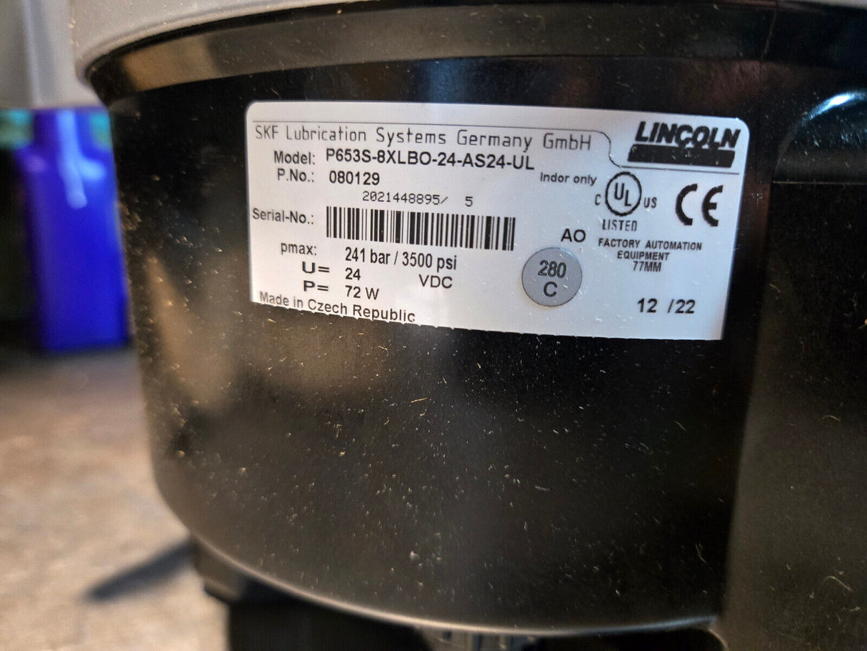 396-0946 CAT GREASE PUMP LINCOLN P653S-8XLBO-24-AS24-UL 241 BAR/3500 PSI 24VDC