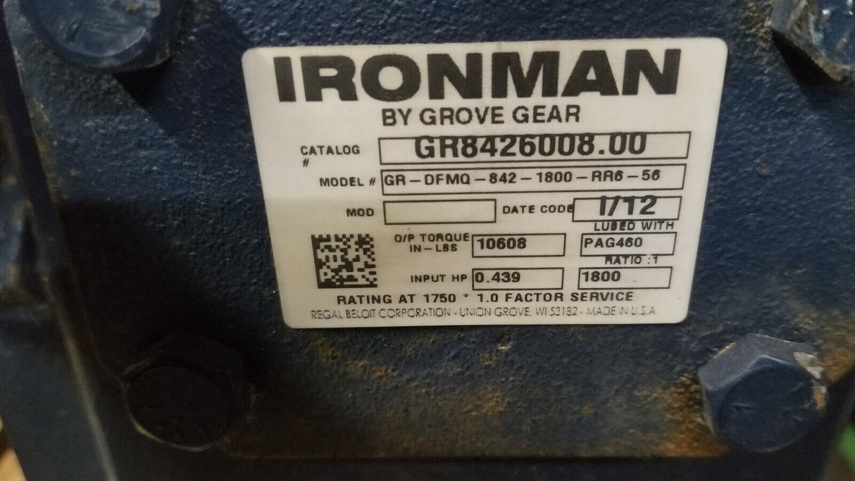 IRONMAN GROVE GEAR BOX GR8426008.00 GR-DFMQ-842-1800-RR6-56