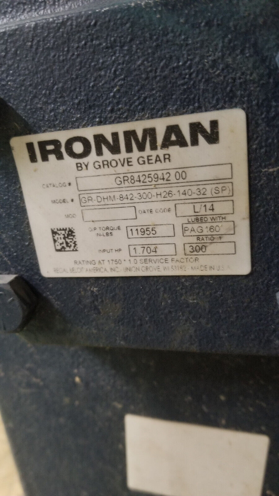 IRONMAN GROVE GEAR BOX GR8425942.00 GR-DHM-842-300-H26-140-32 (SP)