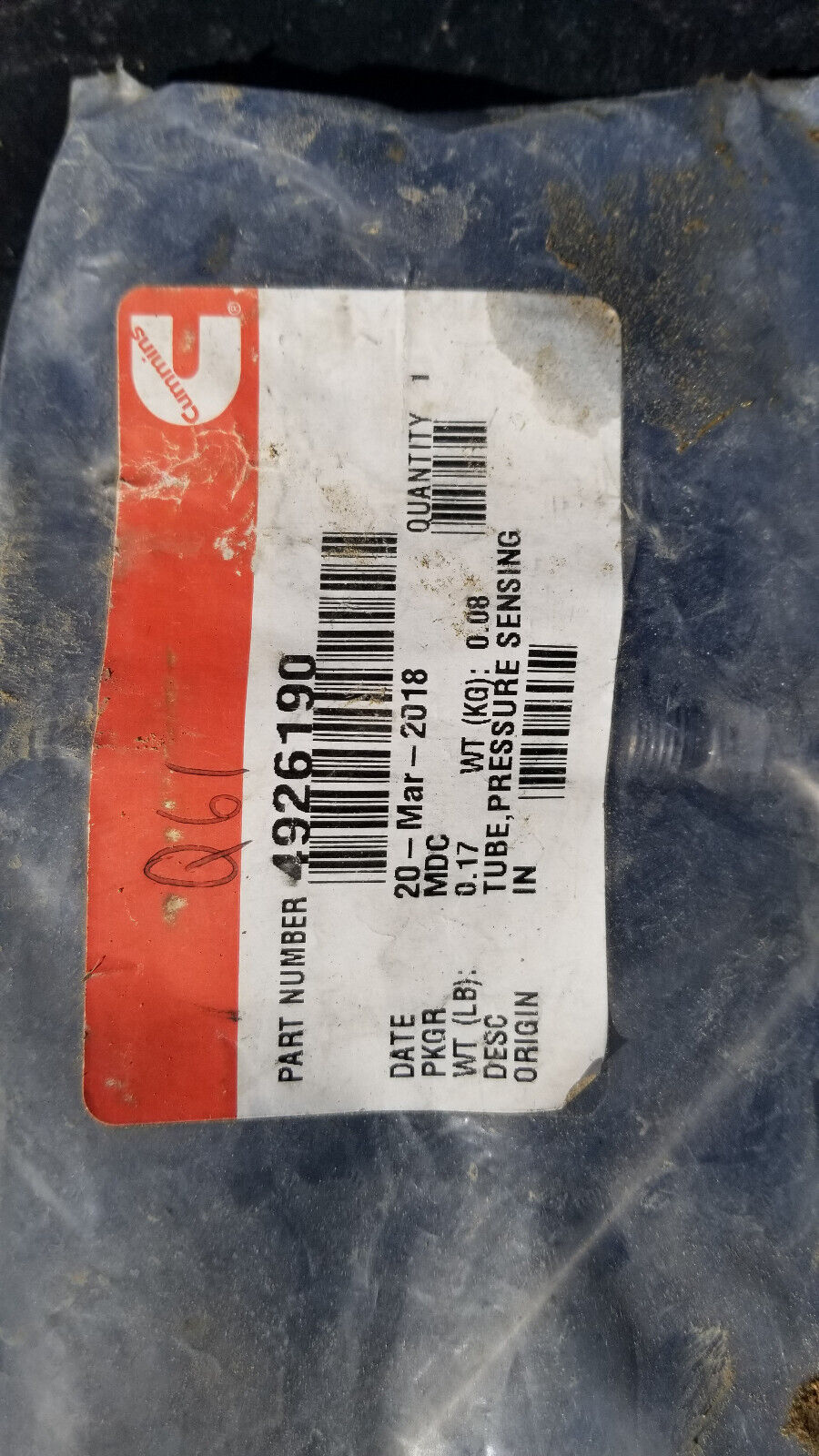 4926190 CUMMINS ISM M11 ENGINE PRESSURE SENSING TUBE