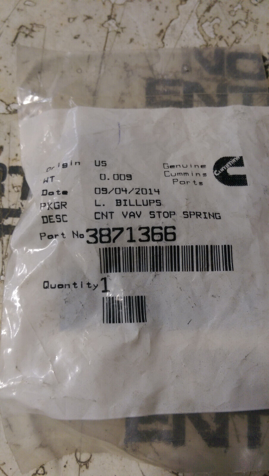 3871366 CUMMINS COMPRESSION SPRING
