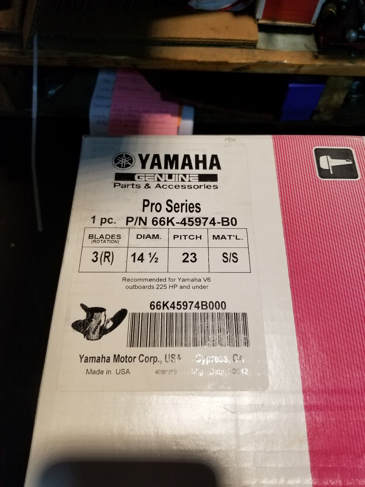 Yamaha Pro Series Boat Propeller 66K-45974-B0 | 14 1/2 x 23 P Stainless