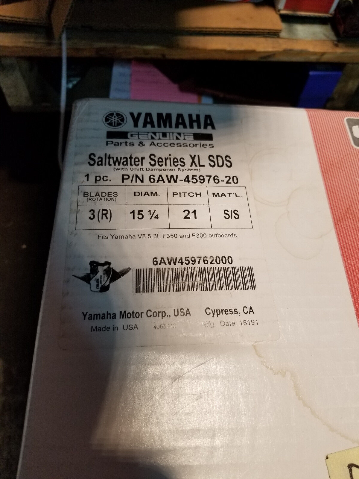 Yamaha Saltwater XL Boat Propeller 6AW-45976-20 | Right Hand 15 1/4 x 21 P