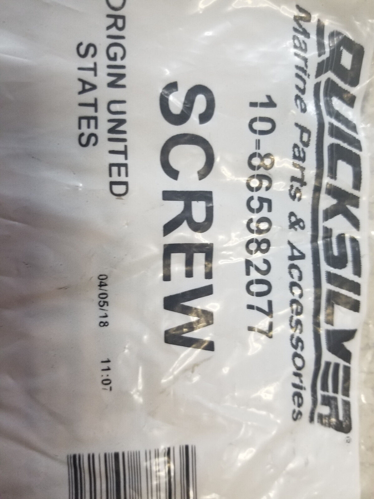 QUICKSILVER 10-865982077 BOLT SCREW