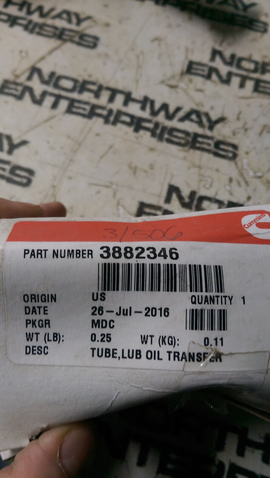 3882346 CUMMINS OIL TRANSFER TUBE