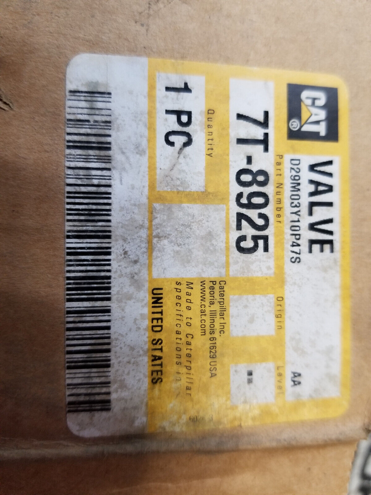 CAT VALVE 7T-8925 7T8925
