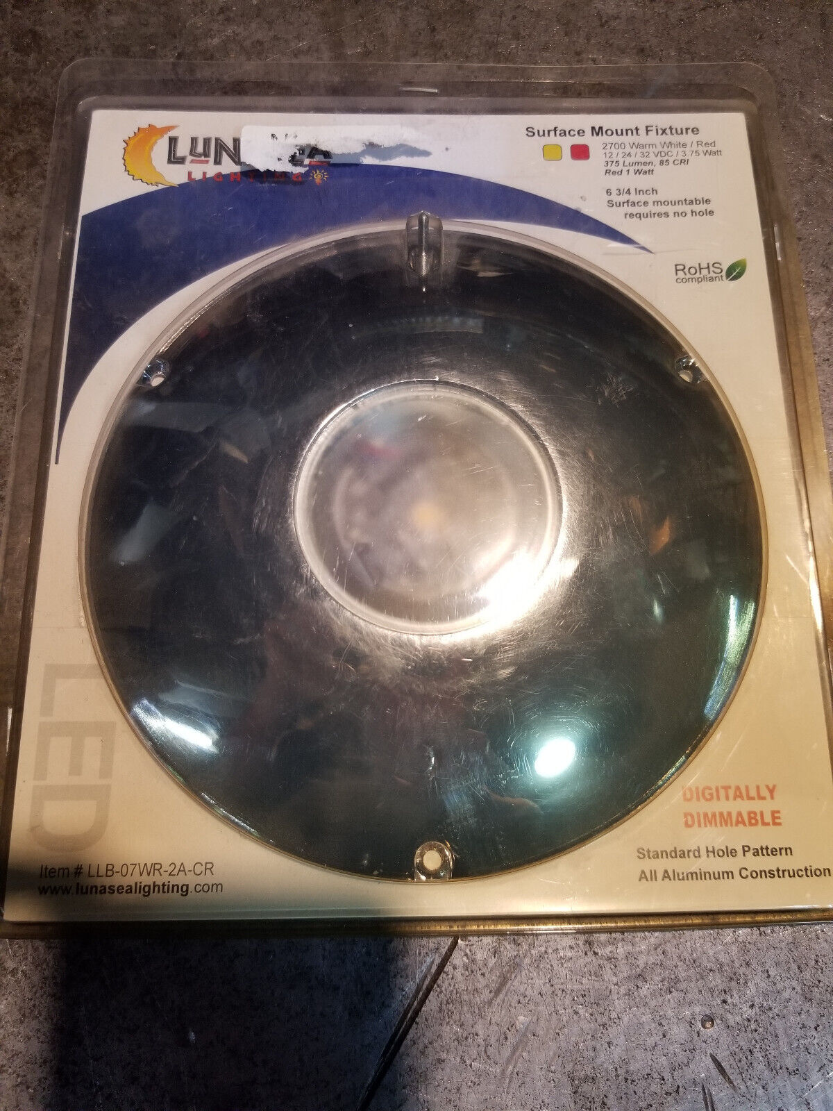 LLB-07WR-2A-CR Surface LED Chrome 6.75" W/R by LunaSea