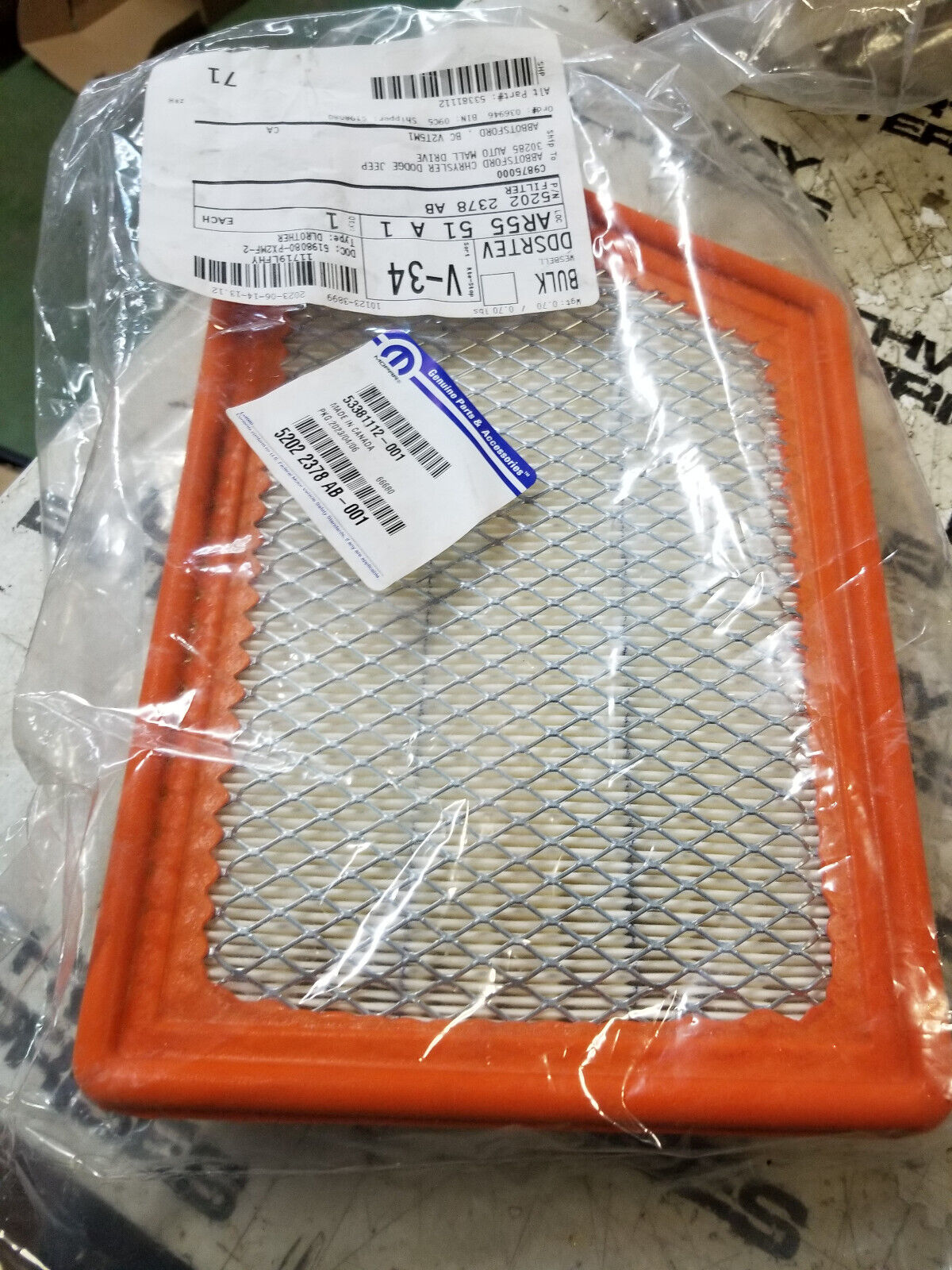 OEM MOPAR AIR FILTER 52022378AB 14-18 JEEP CHEROKEE 2.4 3.2 GAS