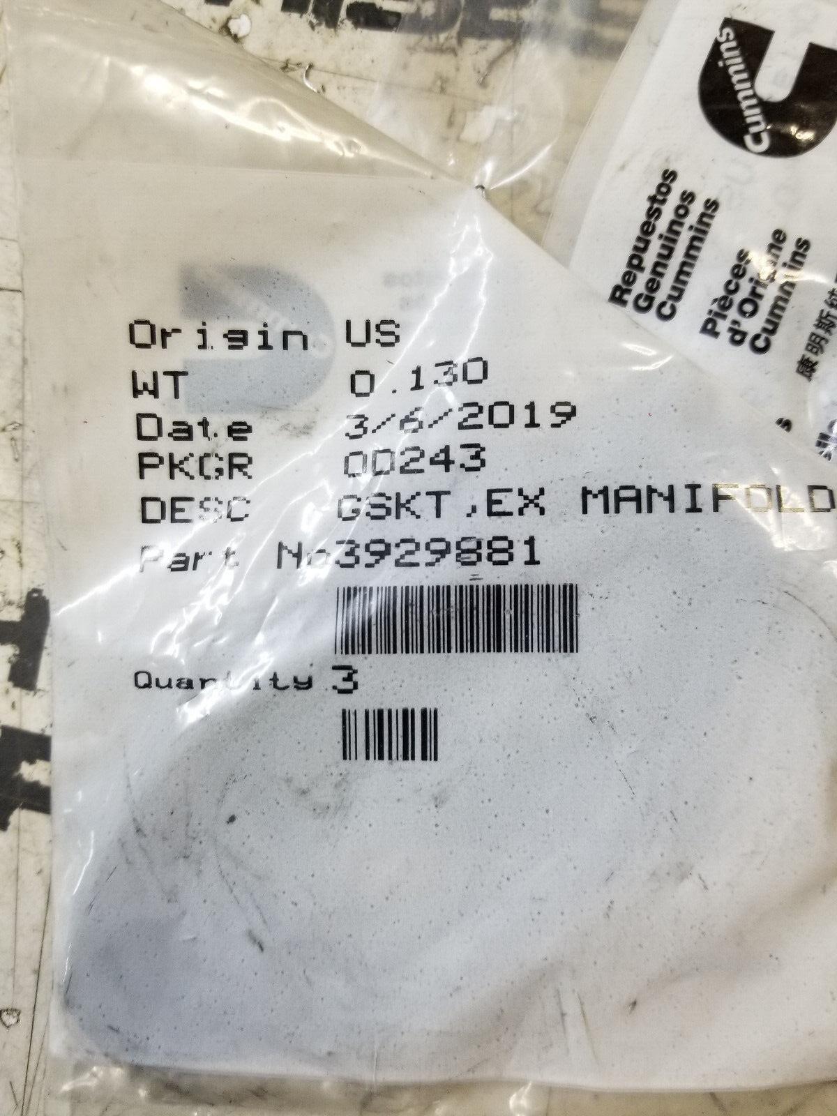 Exhaust Manifold Gasket 3929881 1 PACKAGE OF 3 GASKETS