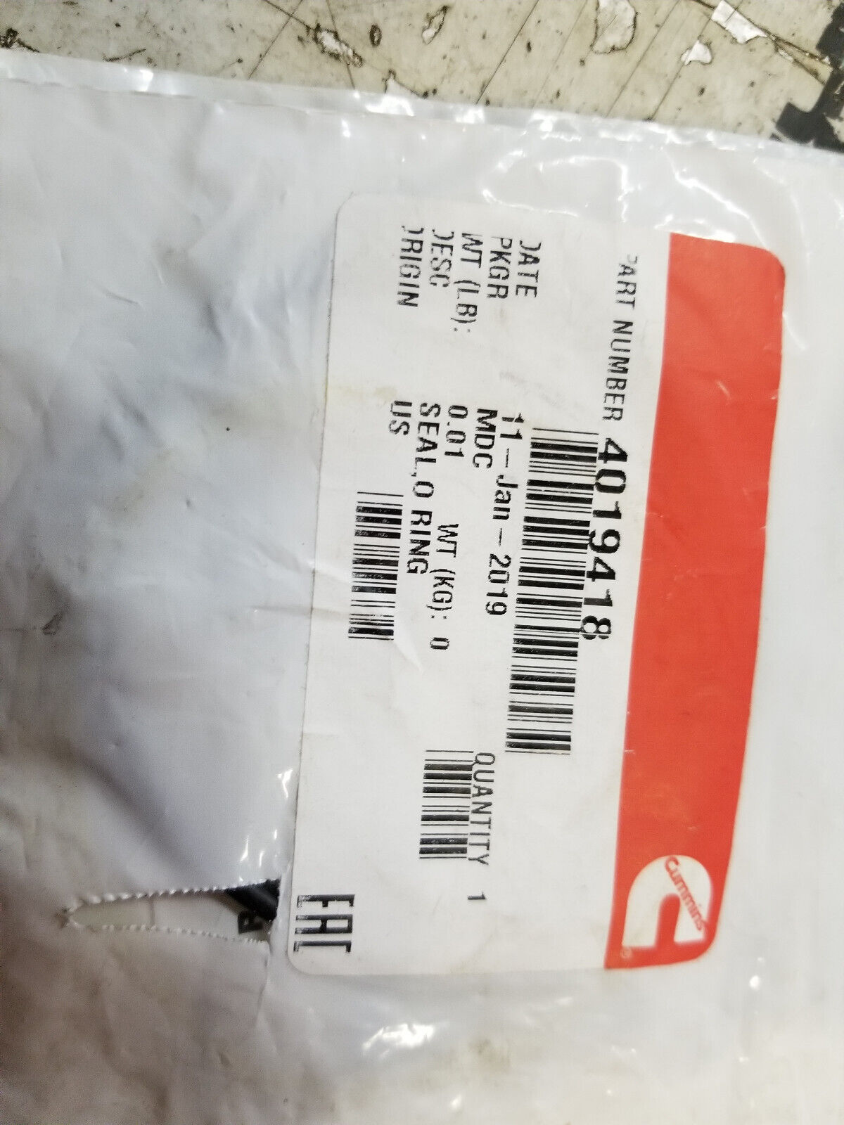 LOT OF 4PC - 4019418 CUMMINS O-RING GASKET ORING