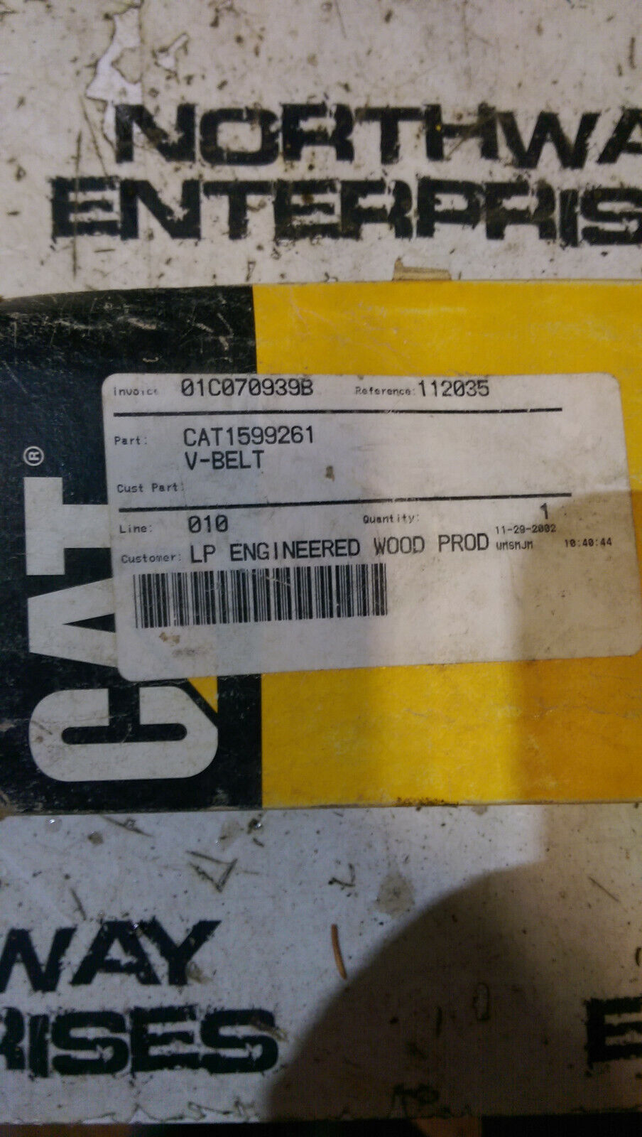CAT 1599261 159-9261 Non-Cogged V-Belt
