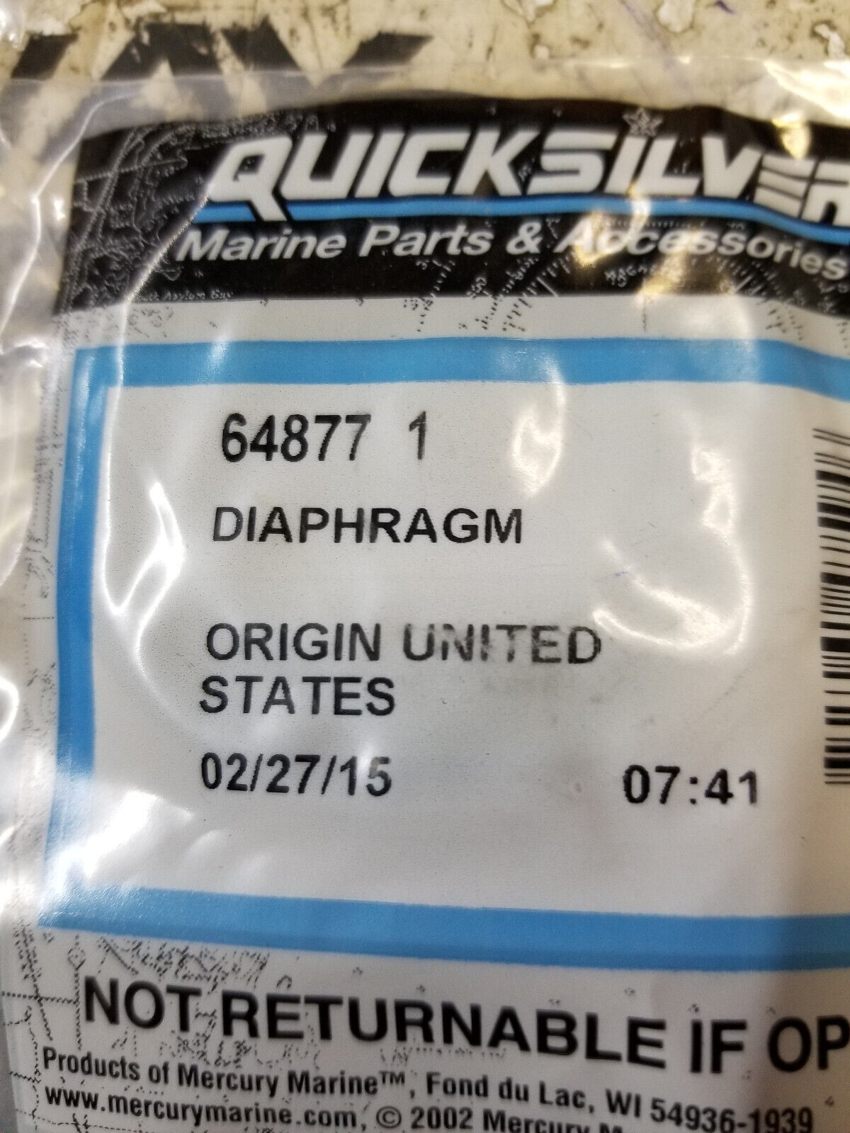 64877 QUICKSILVER MERCURY DIAPHRAGM