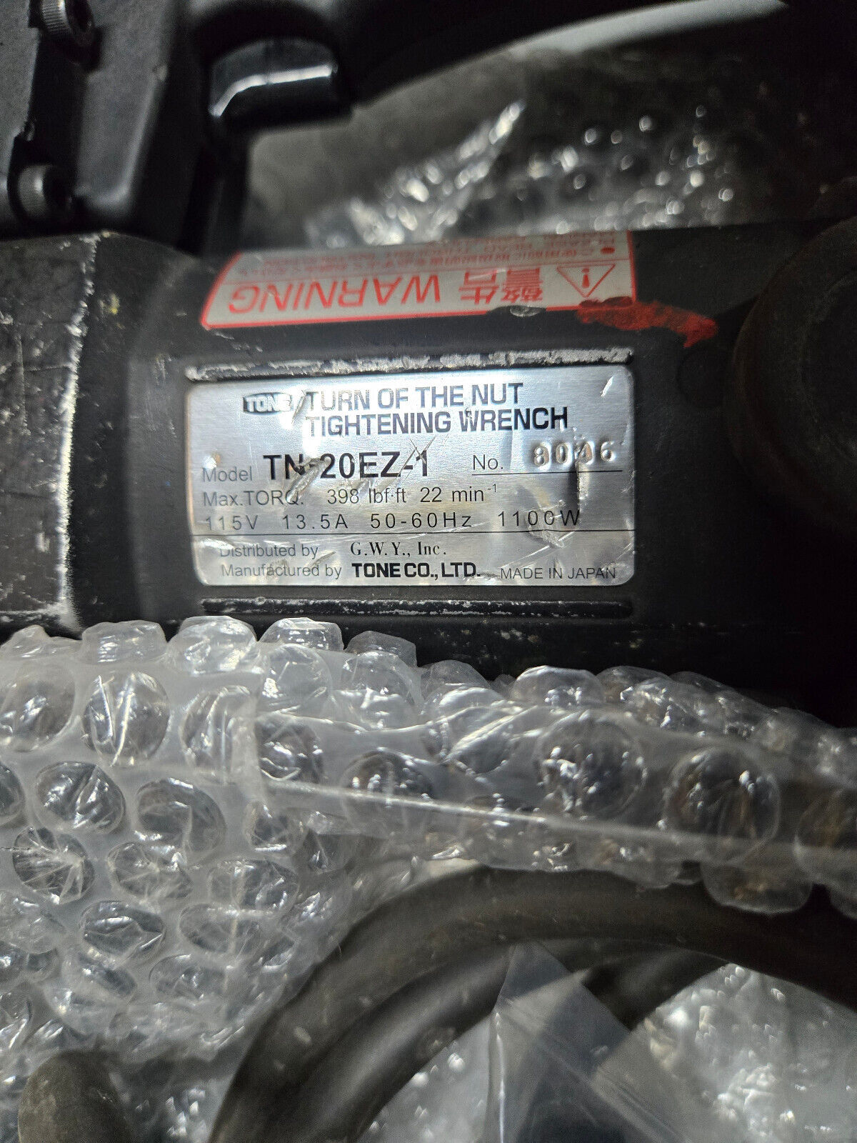 TN-20EZ-1 Tone Shear Wrench Model TN-20EZ-1 - Turn of the Nut Tightening Wrench