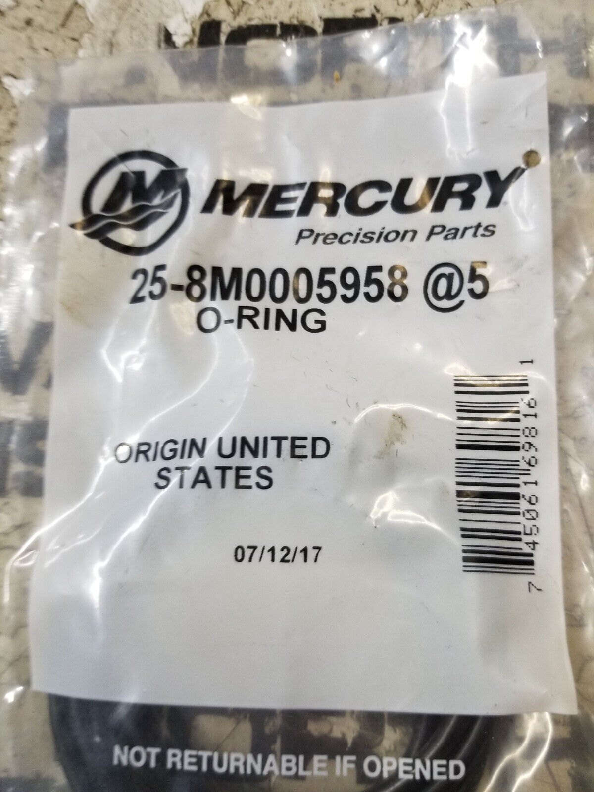 BAG OF 5 MERCURY ORINGS 25-8M0005958