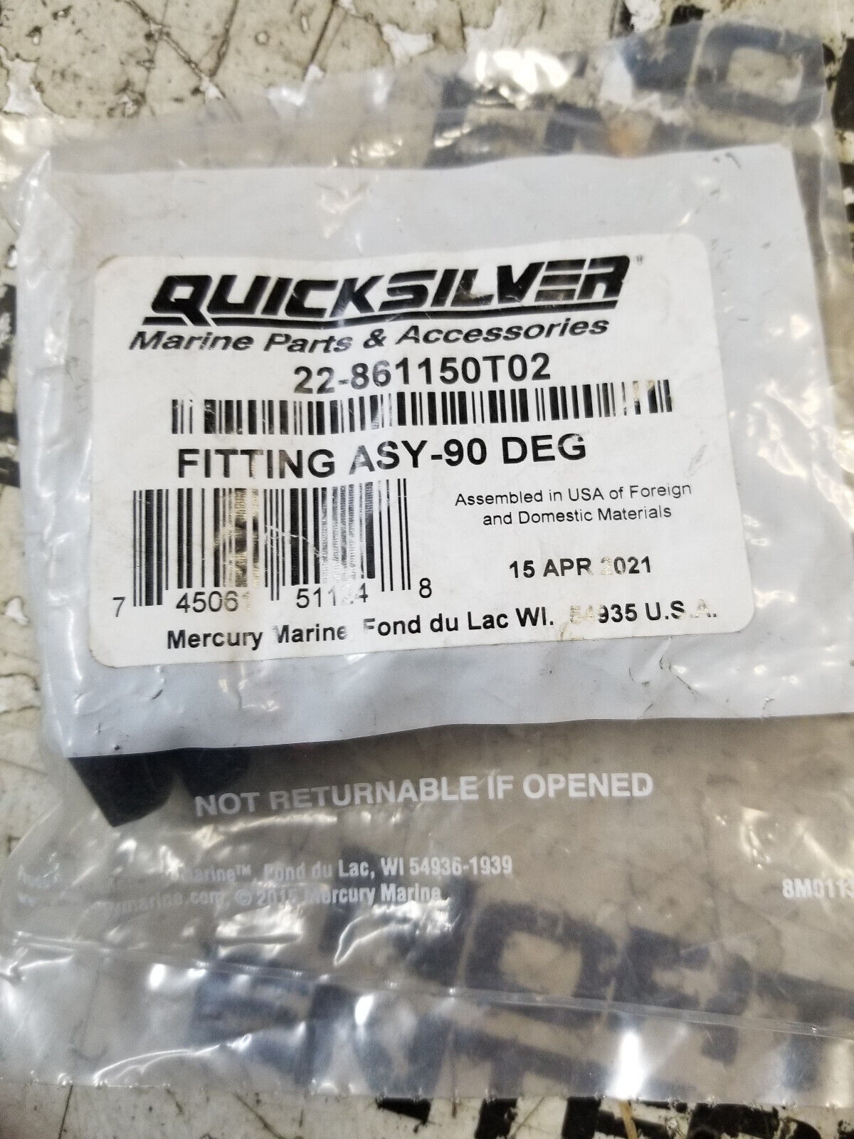 MERCURY QUICKSILVER 22-861150T02 FITTING