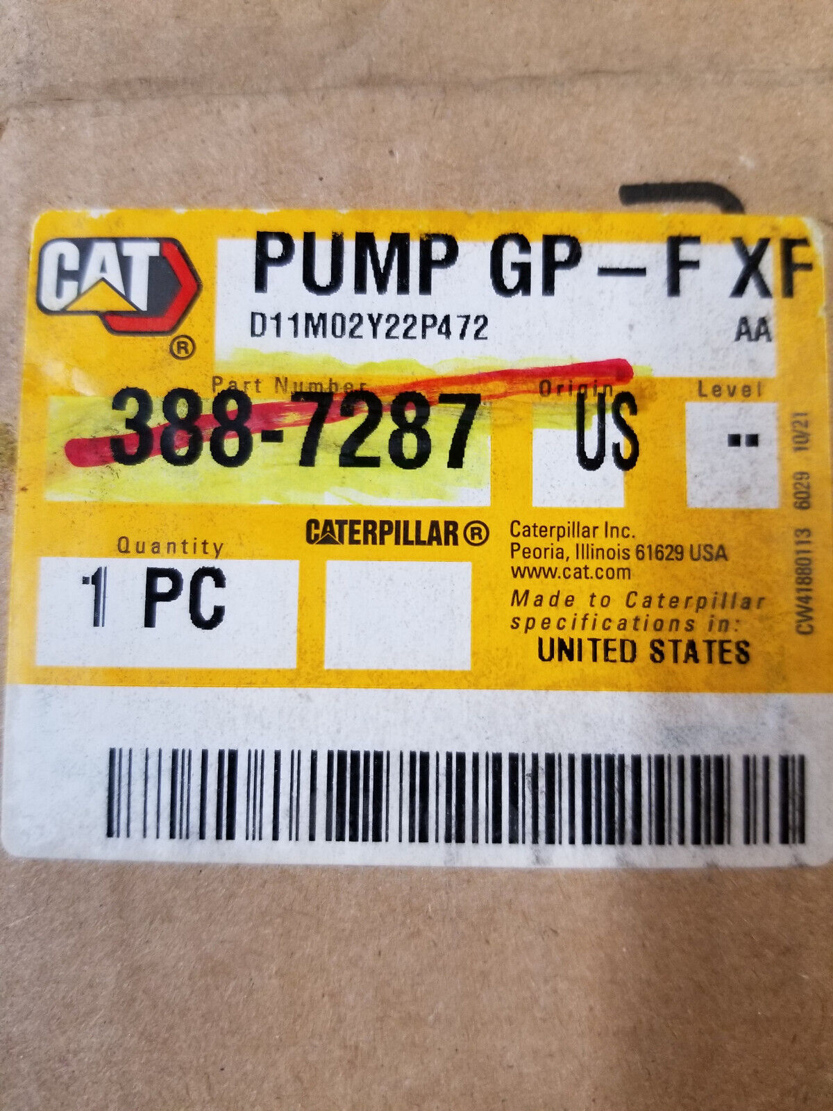 388-7287 CAT Fuel Transfer Pump 3887287