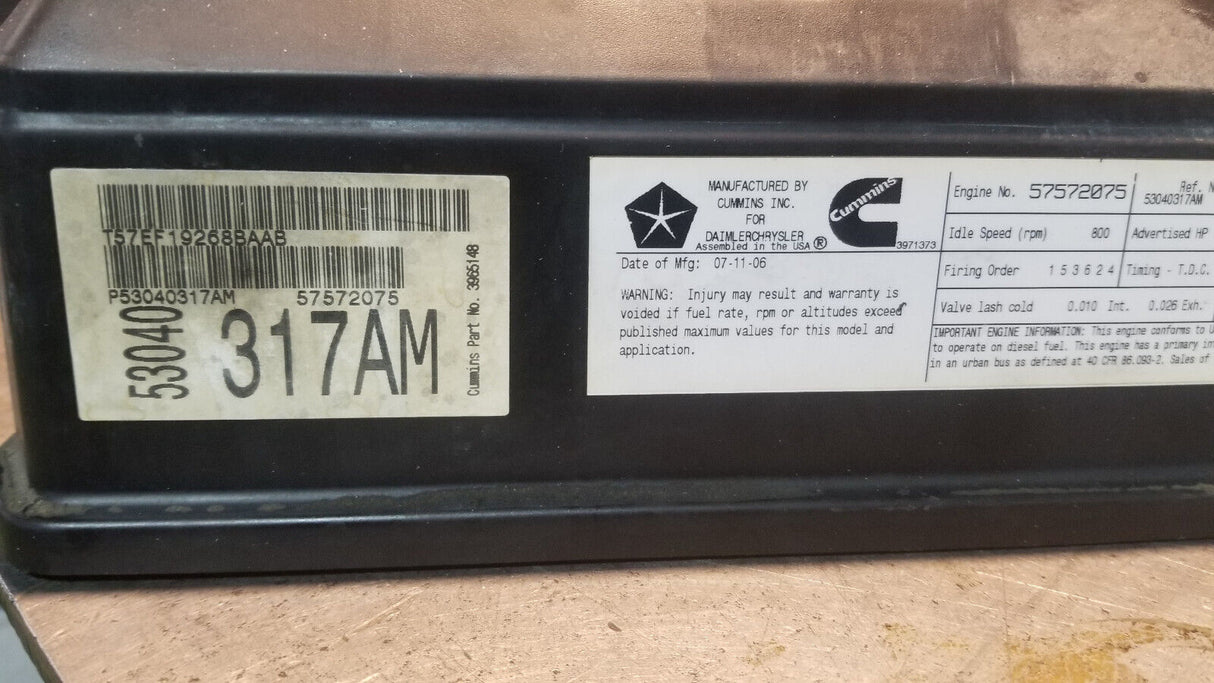 Dodge Ram 5.9L Cummins USED VALVE COVER ASSEMBLY 2005-07 4931453 4931454 REM21