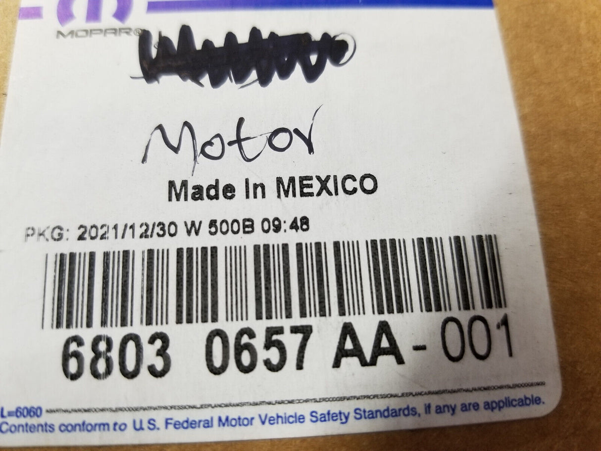 68030657AA WINDOW MOTOR FRONT LH NEW OEM Mopar 2008-20 Dodge Grand Caravan
