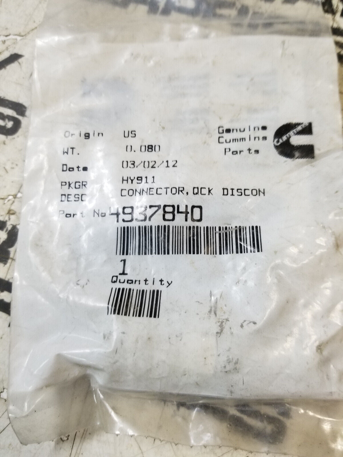 Cummins 4937840 Quick Disconnect Fuel Line Connector