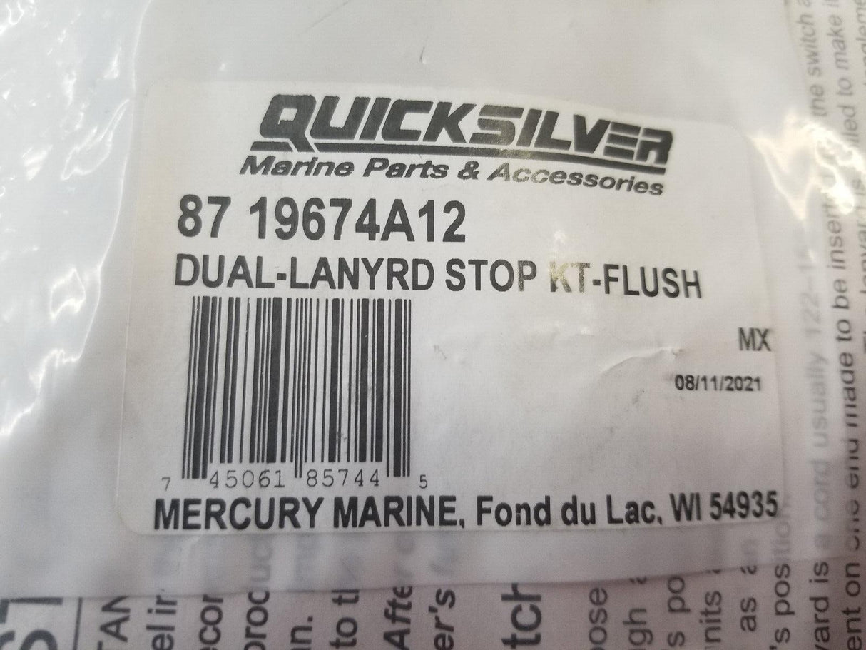 Mercury Quicksilver 87-19674A12 Dual-Lanyard Stop Kit Flush