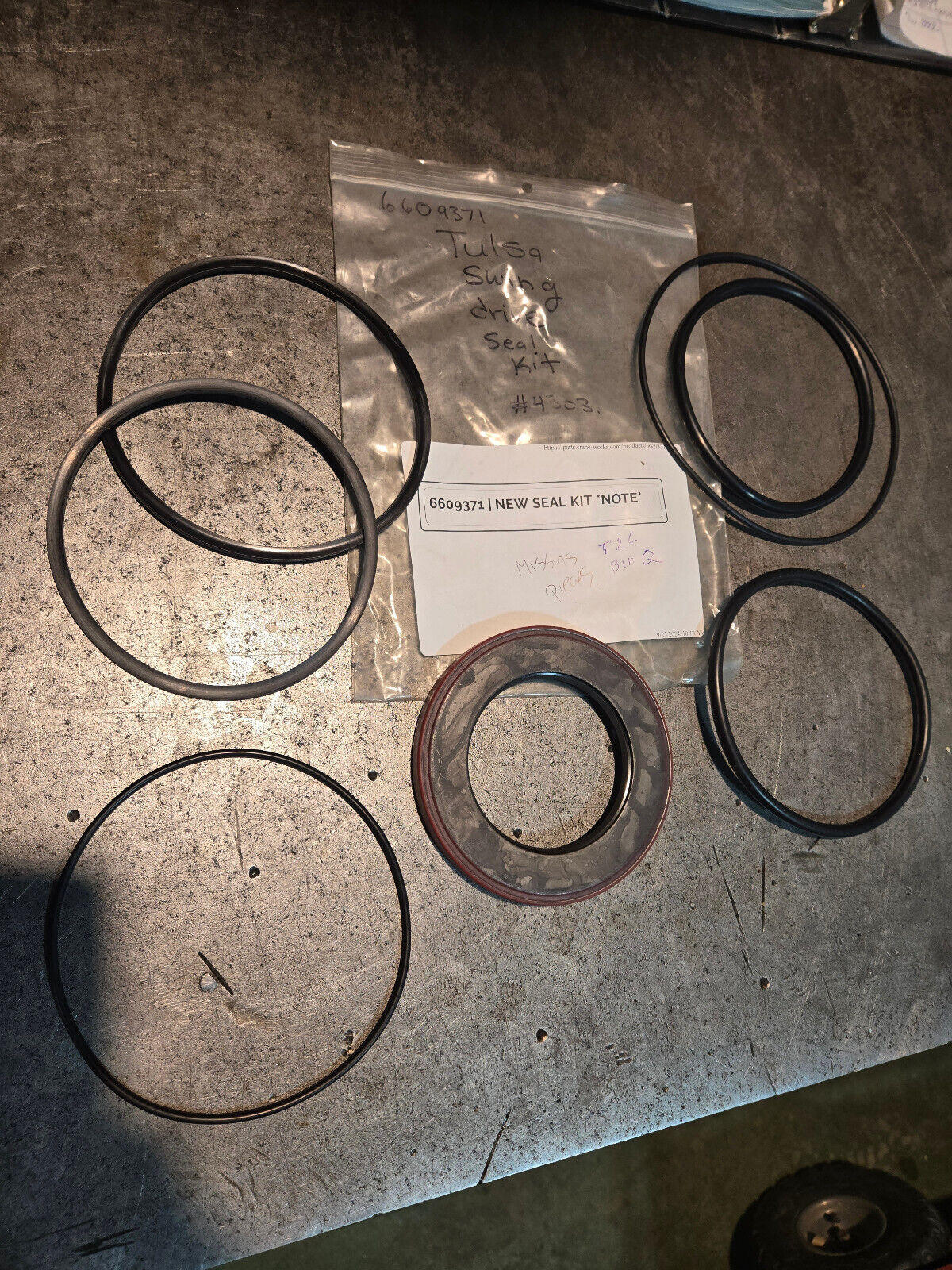 6609371 MANITEX PM SEAL KIT (MISSING SEALS)