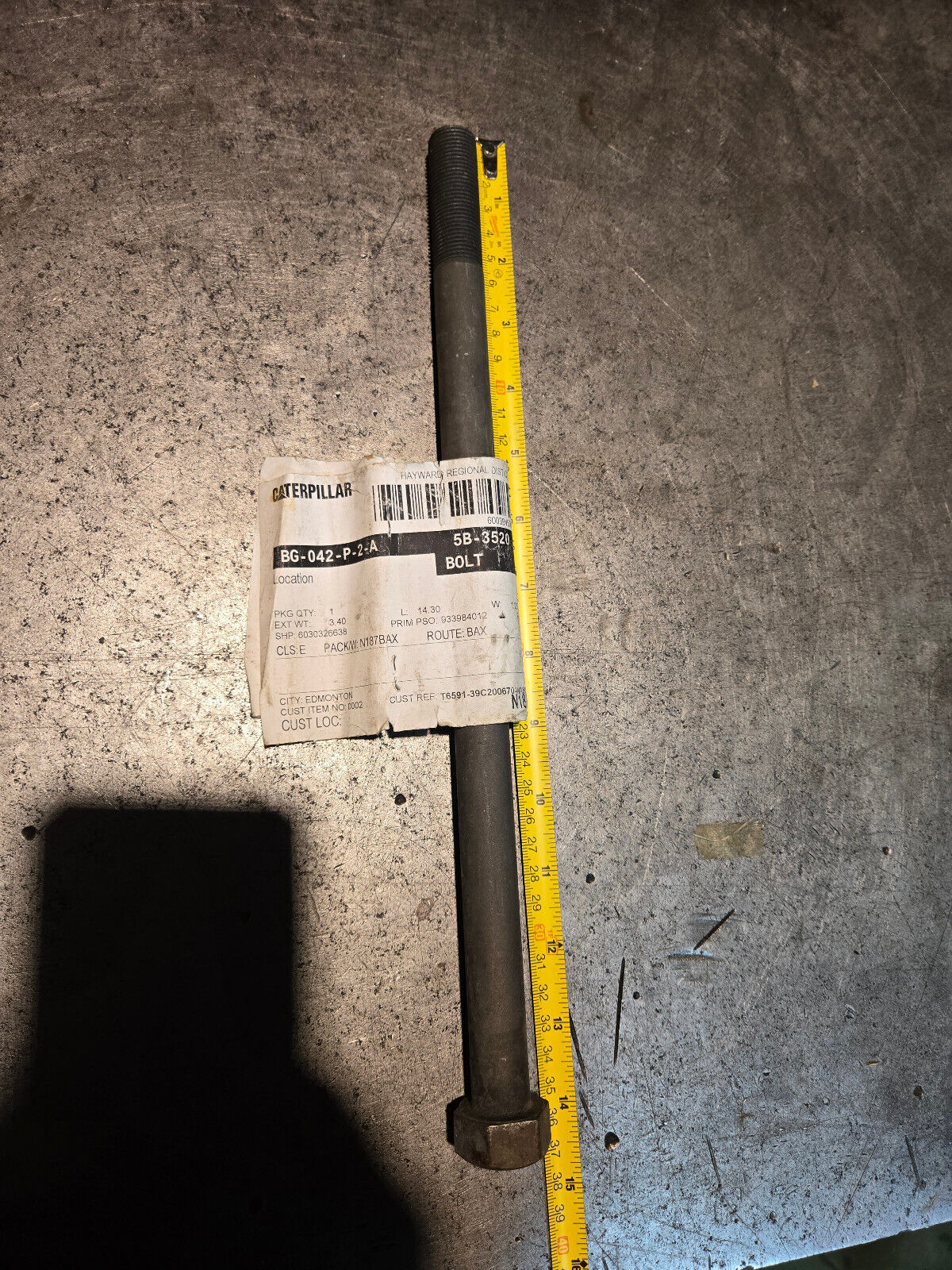 5B-3520 3/4''-16 x 13 5/8'' Hex Head Bolt 5B3520