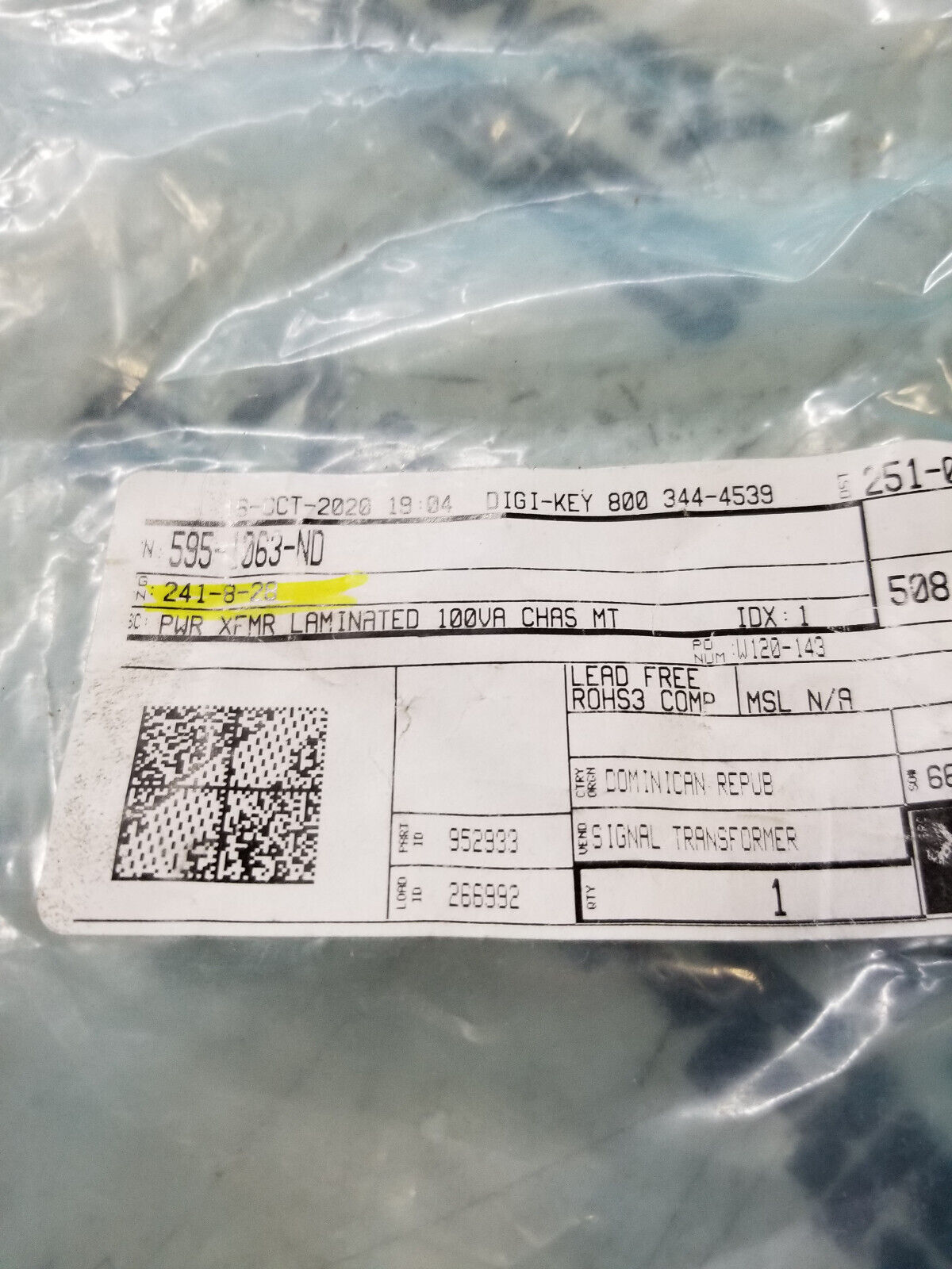 SIGNAL TRANSFORMER 241-8-28 115/230 HV 28 V