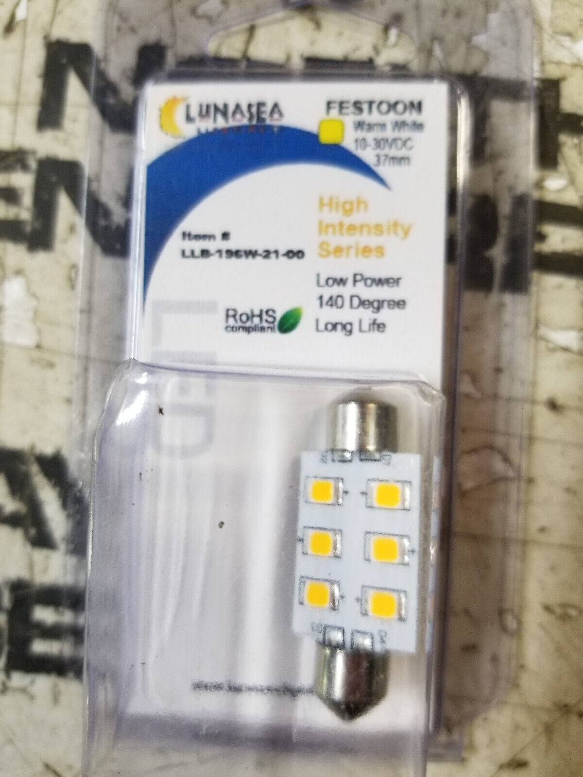 LOT OF3PC -   LLB-196W-21-00 Pointed Festoon 6 LED Light Bulb - 37mm by LunaSea