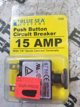 Blue Sea 7056 15A Push Button Thermal with Quick Connect Terminals