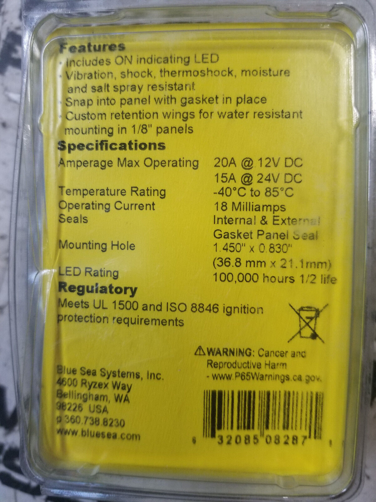 Blue Sea Water Resistant Contura Switch Black #8287