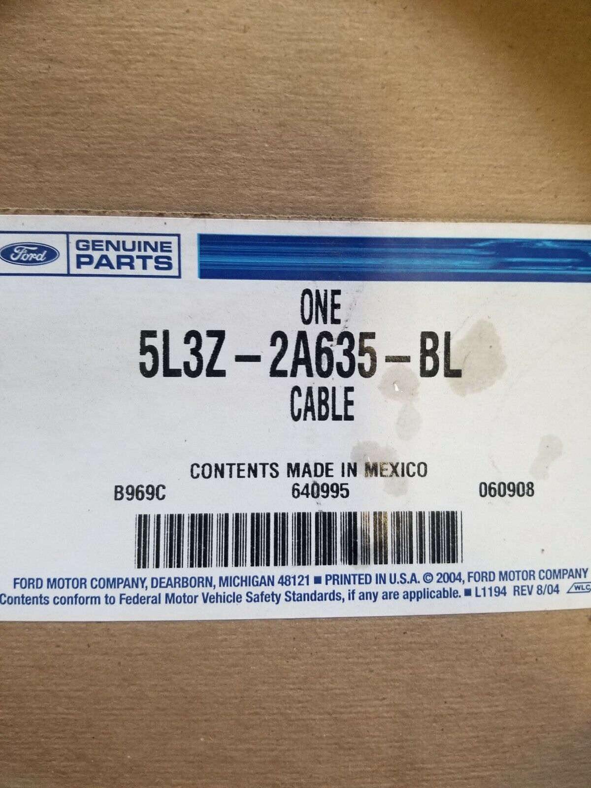 Genuine Ford Parking Brake Cable 5L3Z-2A635-BL