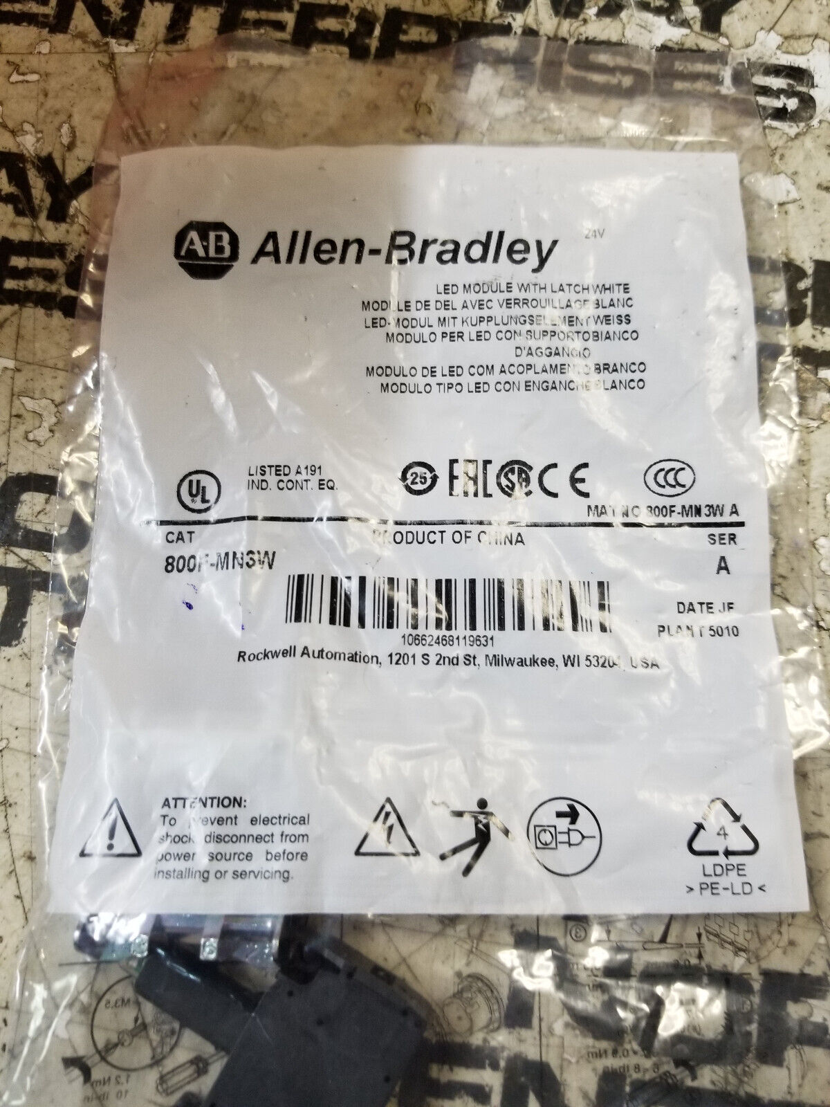 Allen-Badley 800FMN3W 800F-MN3W Contact Block