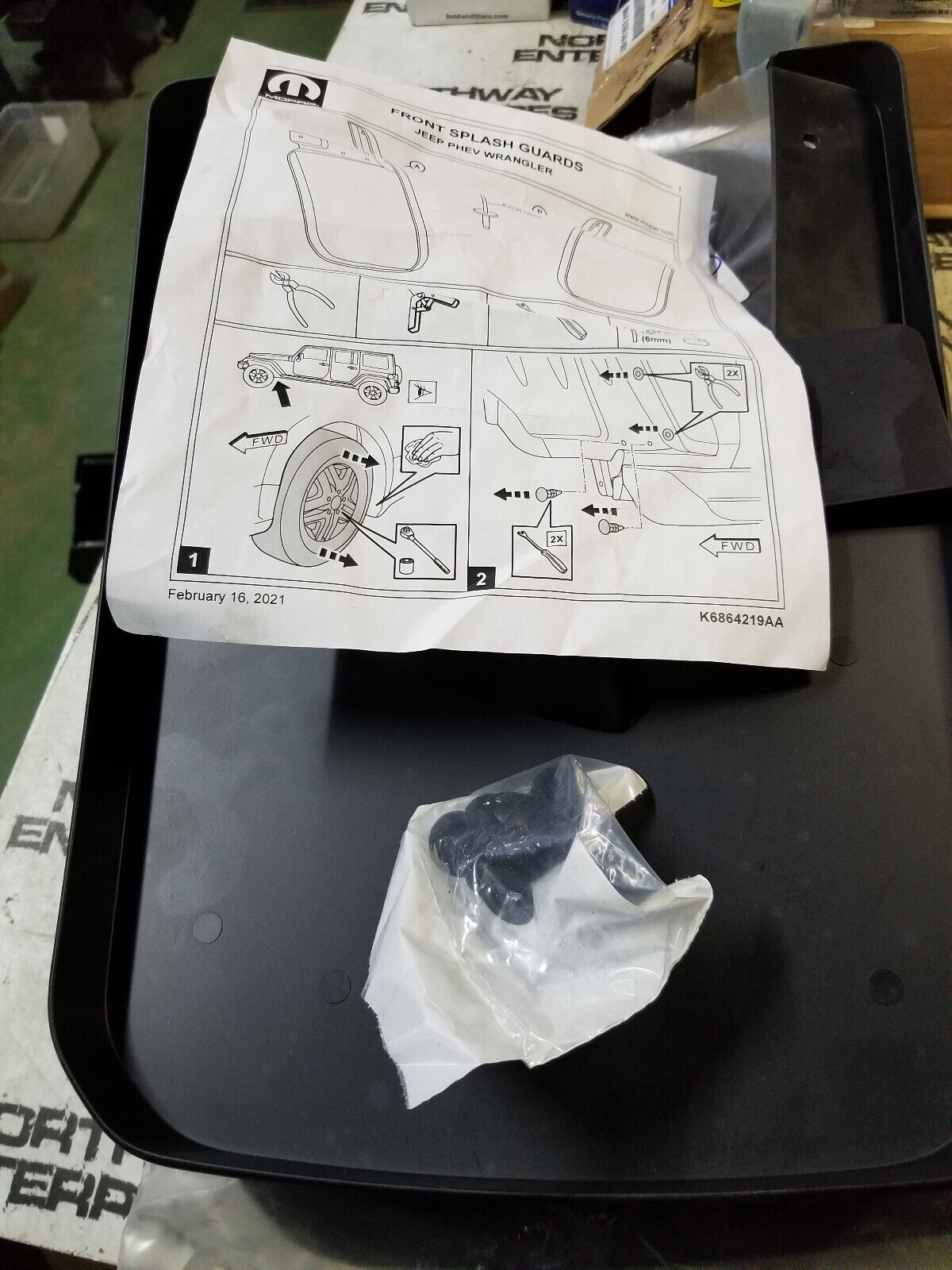 21-23 WRANGLER JL PHEV SPORT & SAHARA SPLASH GUARDS REAR OEM MOPAR 82216494AA