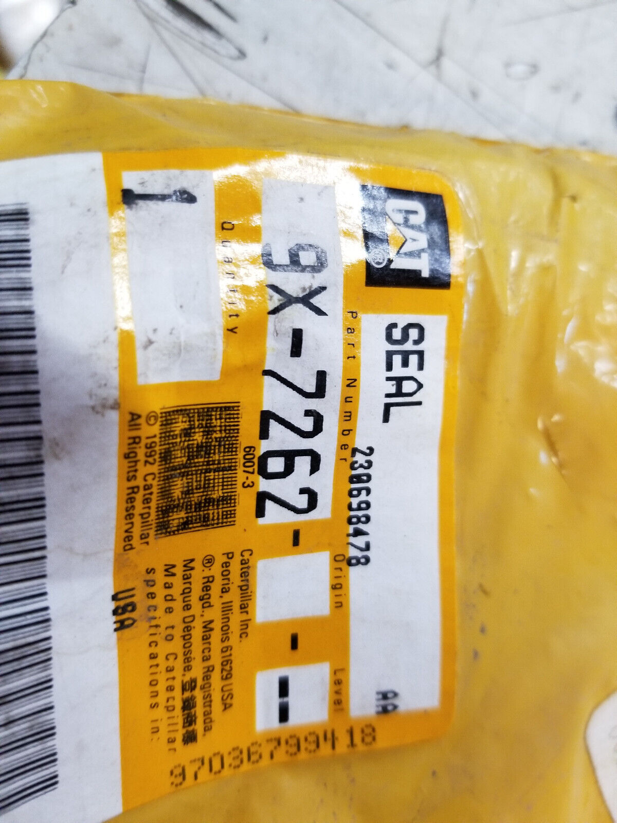 9X-7262 CATERPILLAR SEAL 9X7262 Press-In Wiper Seal REPLACED BY 227-1150