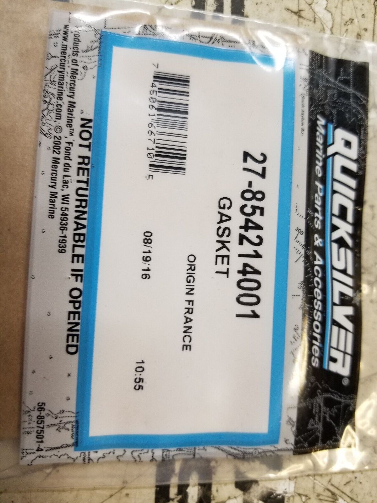 Mercury Mercruiser Quicksilver OEM Part 27-854214001 GASKET-AIR COOLER