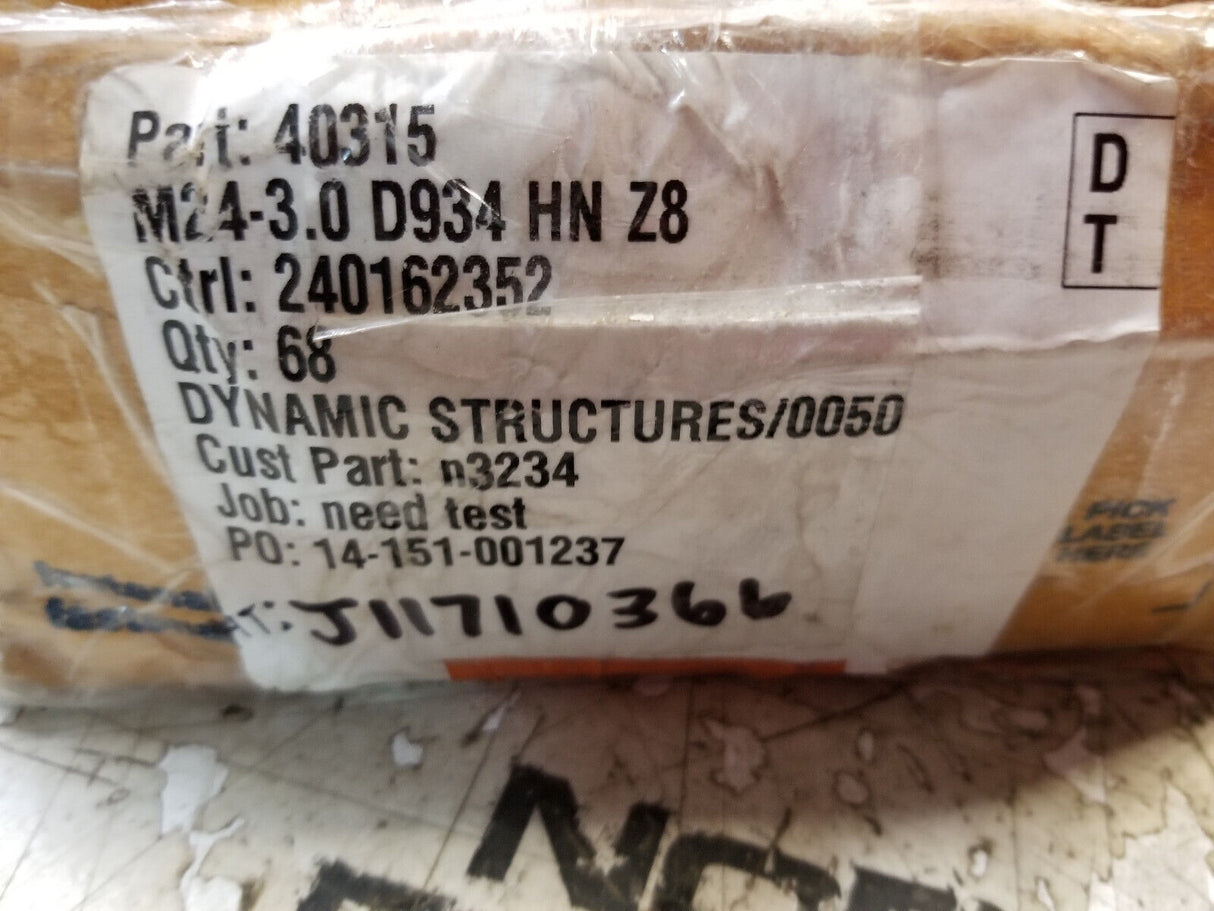 LOT OF 68PC - M24-3.0 DIN 934 Zinc Finish Steel Class 8 Hex Nut 40315 31161727
