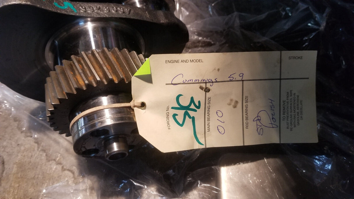 REMAN CUMMINS 5.9L CRANKSHAFT 3929037 SONOFLUXED POLISHED REF315 mains .010
