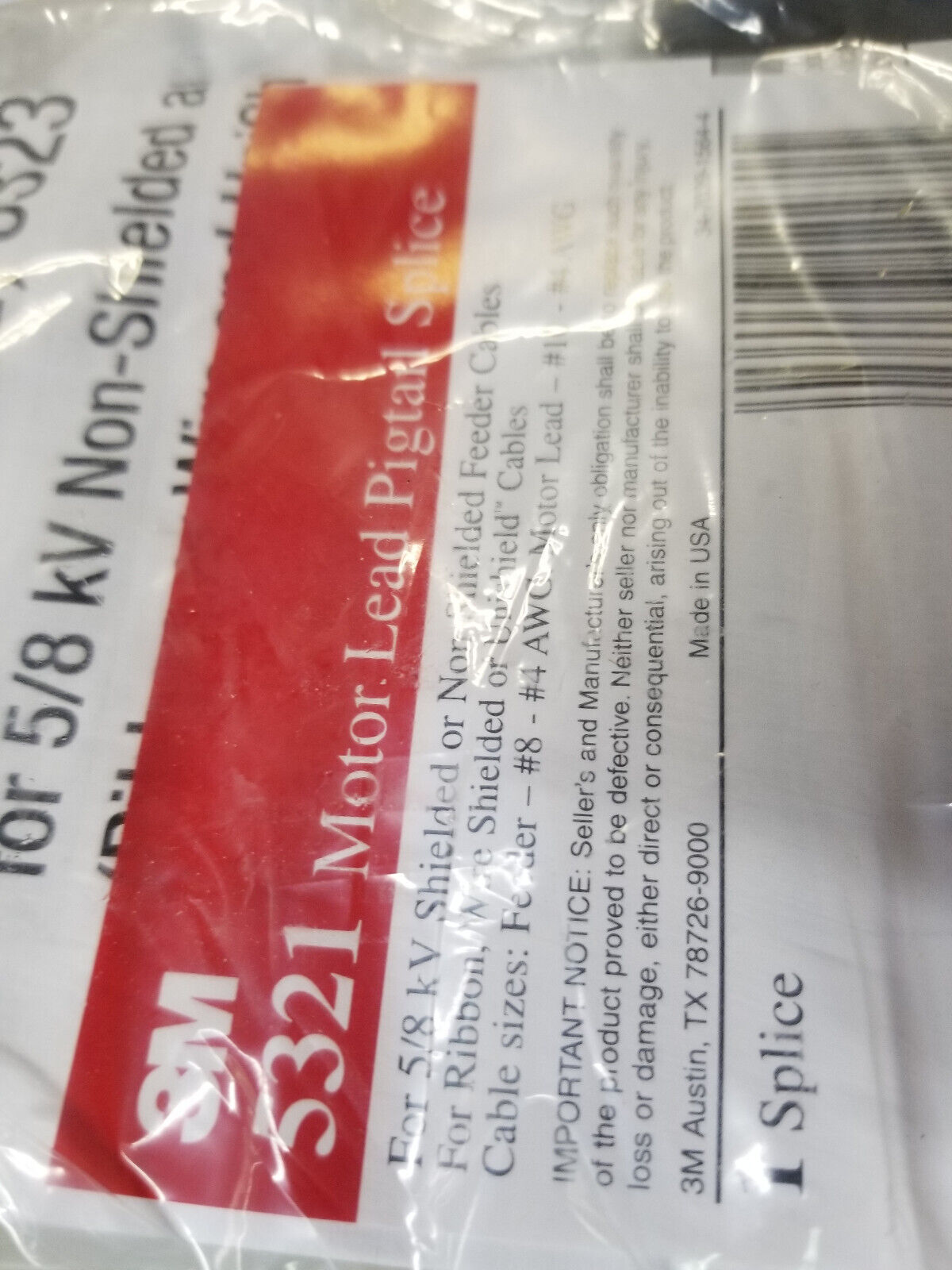 3M Motor Lead Pigtail Splice Kit 5321, 5/8 kV, Shielded / Non-Shielded 054007122