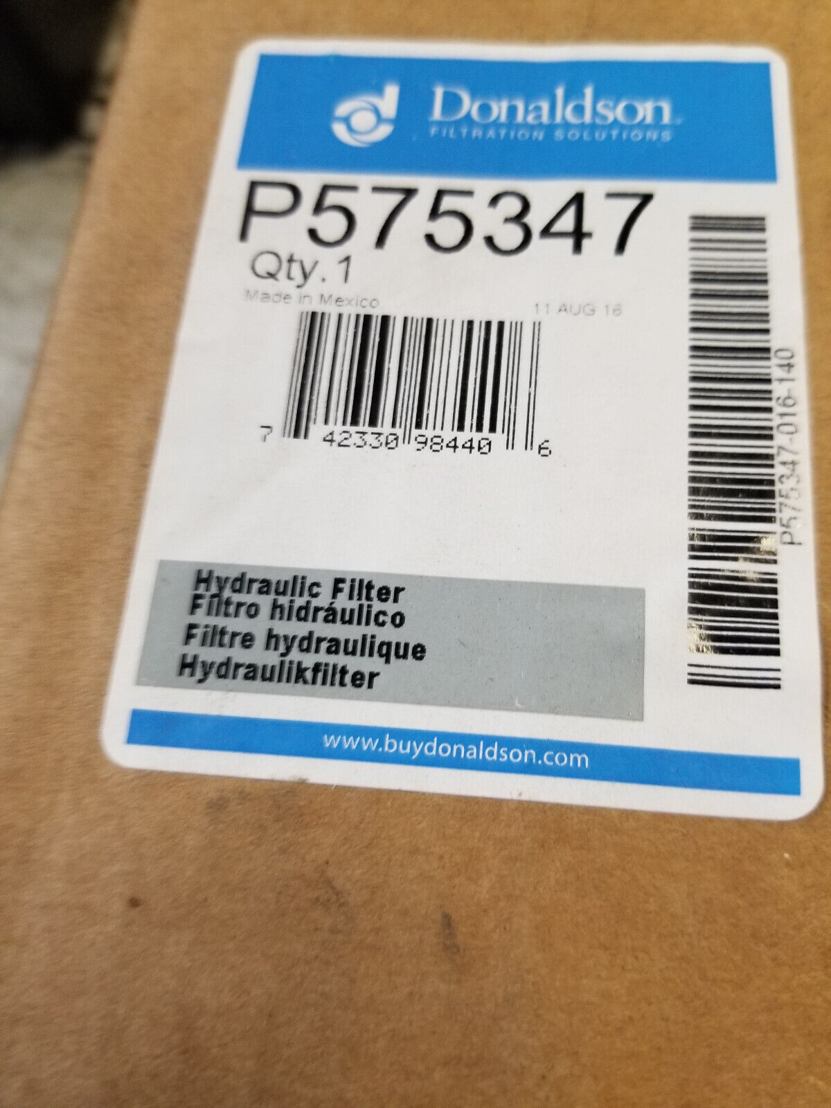 Donaldson Hydraulic Filter, Cartridge - P575347