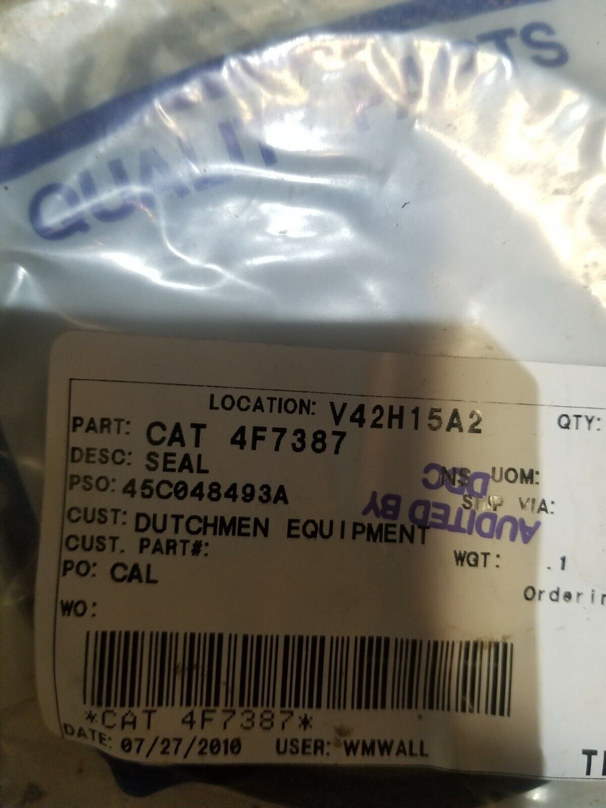 CATERPILLAR 4F7387 4F-7387