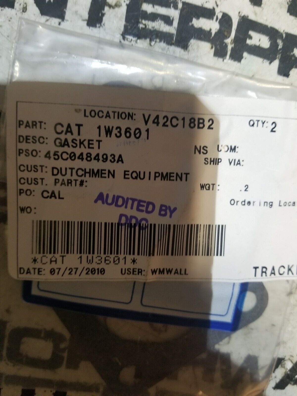 CATERPILLAR 1W-3601 1W3601 SET OF 2 GASKETS