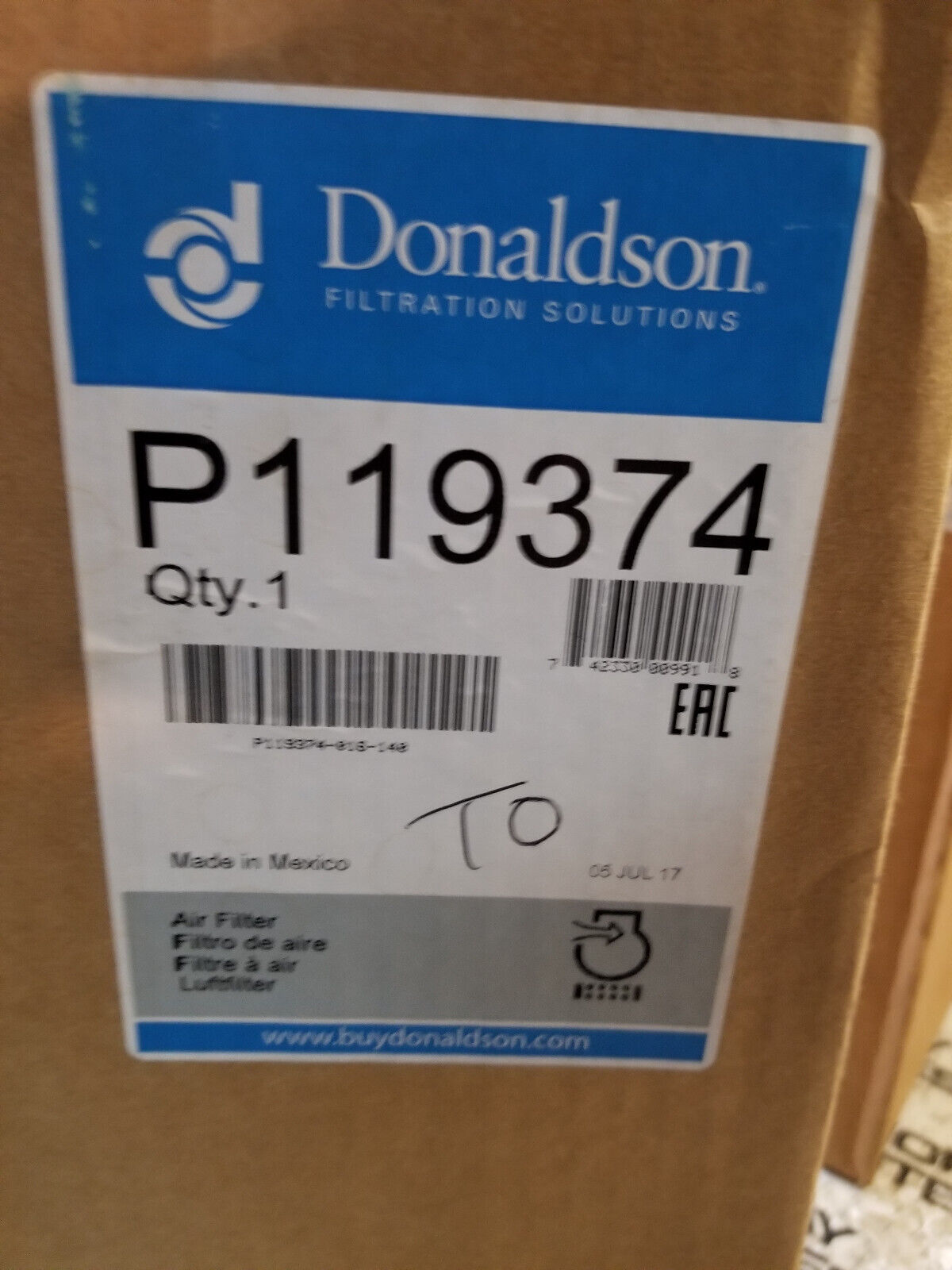 Donaldson Air Filter Safety- P119374