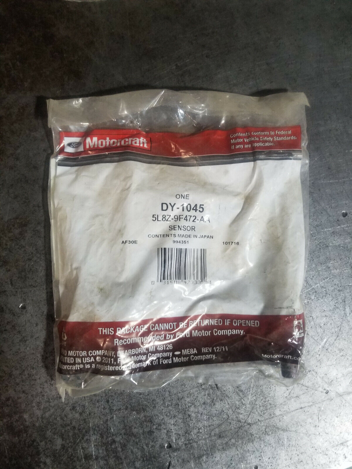 Ford Motorcraft DY1045 Sensor 5L8Z-9F472-AA
