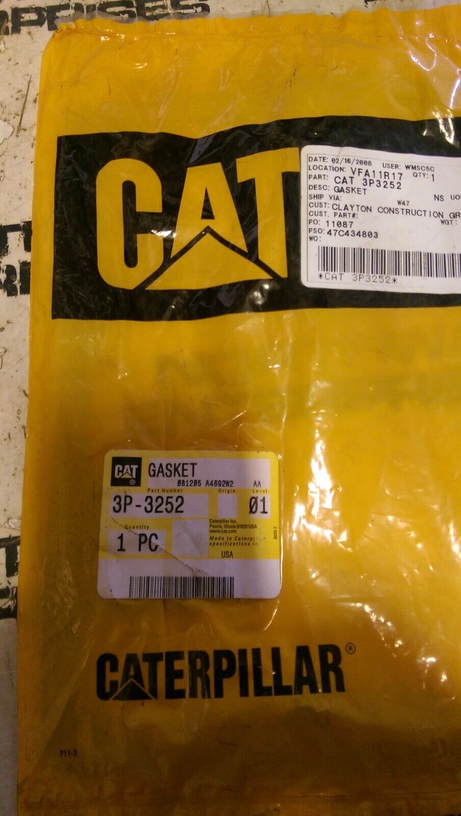 CATERPILLAR 3P-3252: GASKET 3P3252