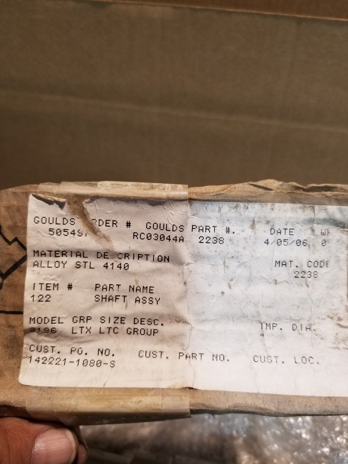 GOULDS RC03044A-2238 FOR MODEL 3196 LTX LTC GROUP 142221-1080-S RC03044A W/SLV