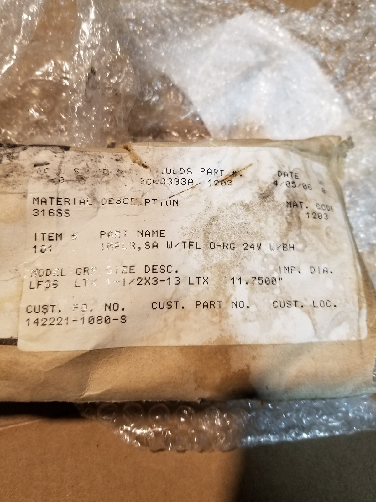 GOULDS RC03044A-2238 FOR MODEL 3196 LTX LTC GROUP 142221-1080-S RC03044A W/SLV