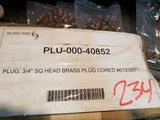 1 BAG OF 34 PC 3/4" NPT Male Cored Thread Square Head Brass Square Plug Fitting