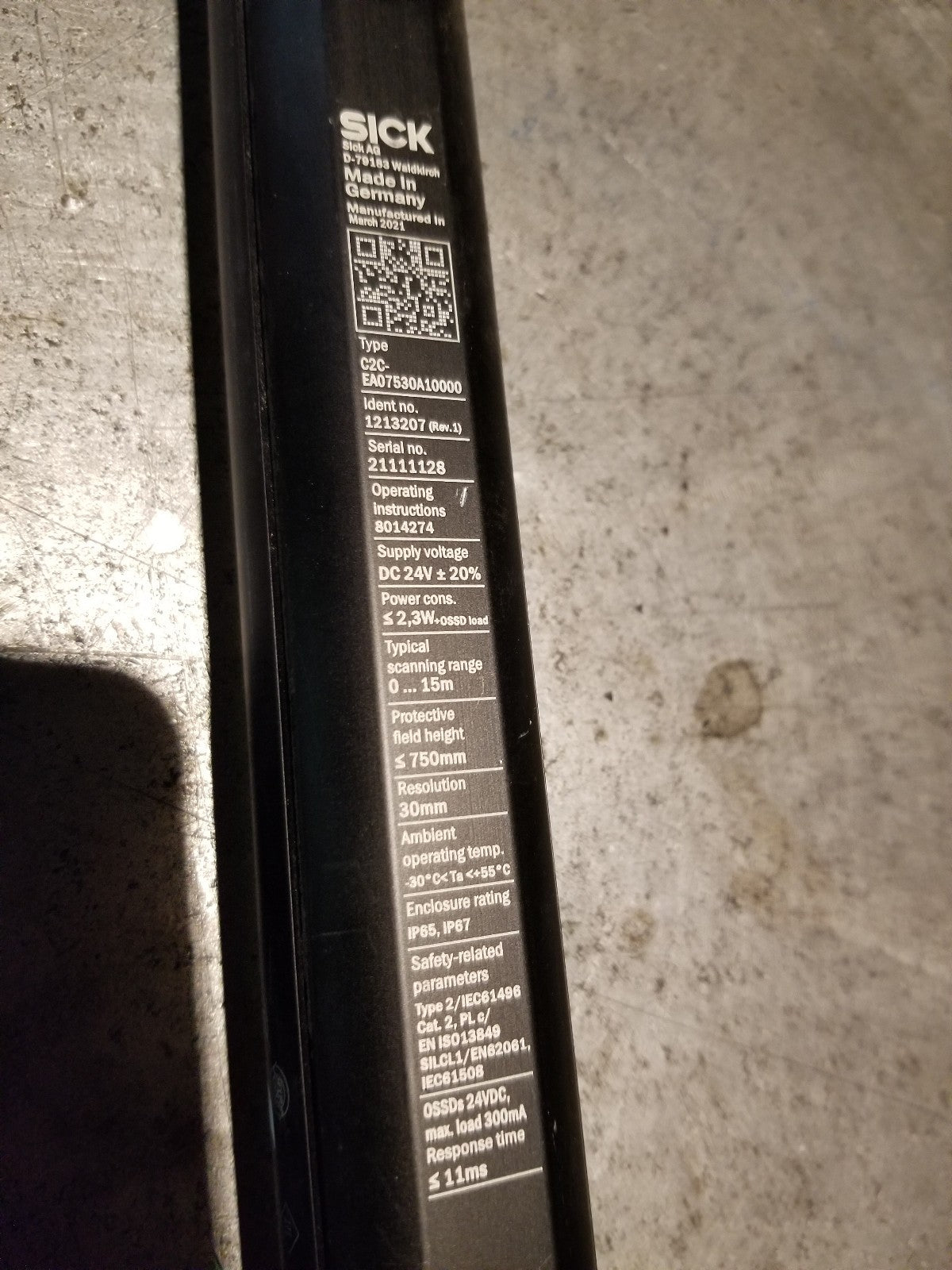 SICK C2C-EA07530A10000 Detec2 Core D-79183 Safety Light Curtain Barrier SN1128